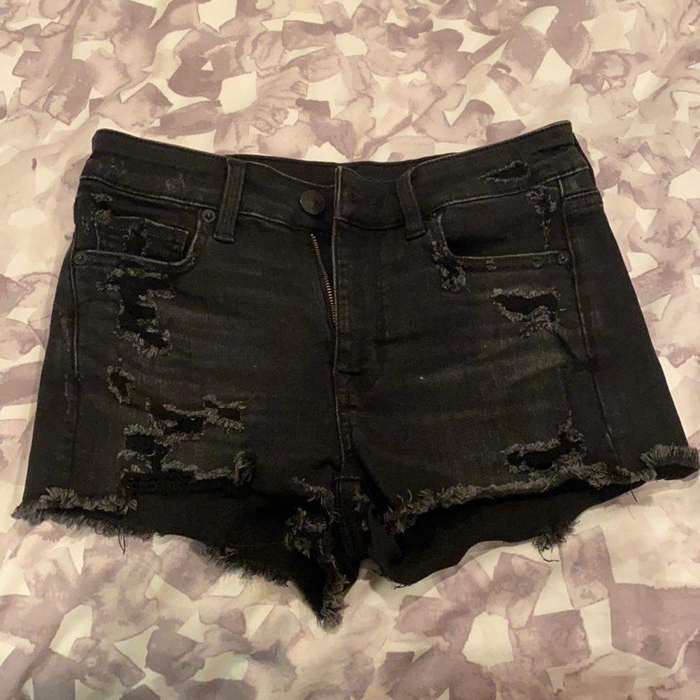 American Eagle black denim shorts Size 4